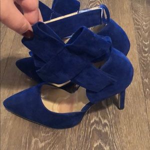 Royal Blue Suede Bow D’Orsay Pump